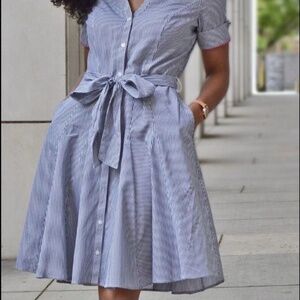 BROOKS BROTHERS Shirtdress w/ Pockets Unique Fine Dot Pattern Fun & Professional
